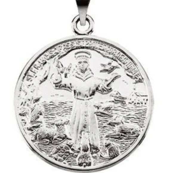 Francis of Assisi Medal Sterling Silver 26mm - Picture 1 of 3